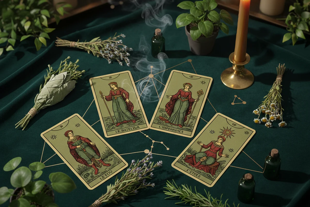 Salvia y vela blanca encendida en una habitación luminosa — limpieza espiritual del hogar